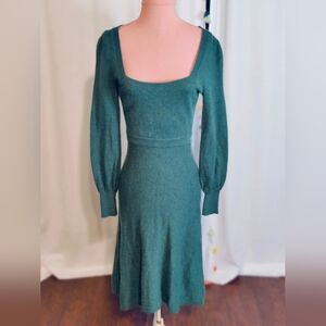 Boden Green Earth cozy Sweater Dress full sleeves flippy skirt Chic Midi 4